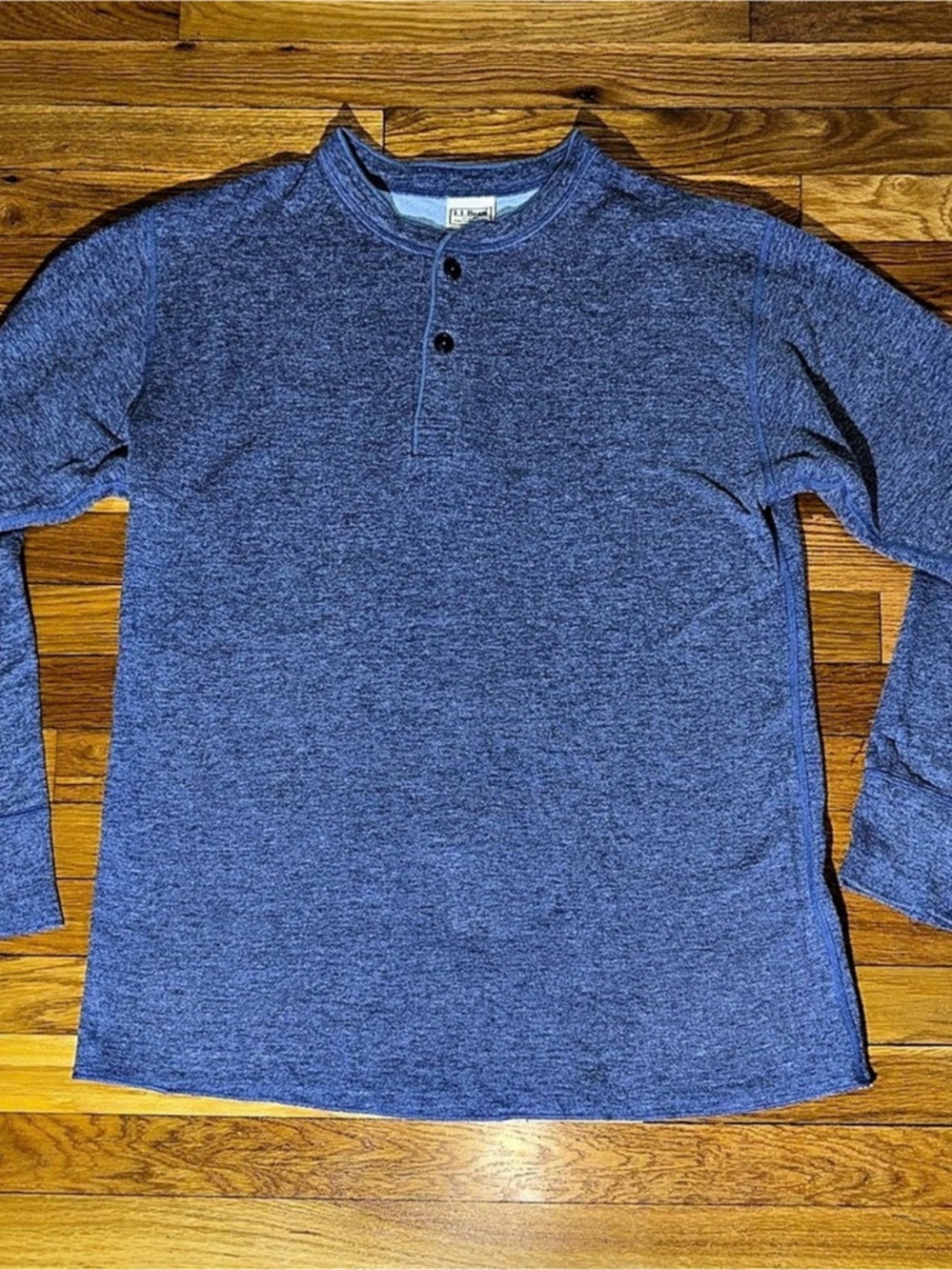 Vintage L.L. Bean Blue Heather Thermal Henley Long Sleeve Size Medium